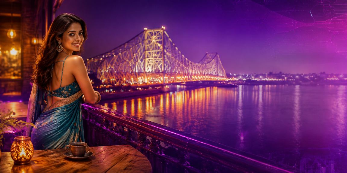 User logging in on a mobile device by Howrah Bridge